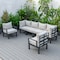 Leisuremod Chelsea 6-Piece Patio Sectional Black Aluminum With Cushions, Beige CSBL-6BG - alternate 1