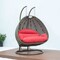 Leisuremod Beige Wicker Hanging 2 person Egg Swing Chair with Red Cushions ESCBG-57R - alternate 4
