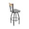 Holland Bar Stool Co Eleanor 36in Swivel Extra Tall Bar Stool, Pewter Finish, Medium Back and Canter Folkstone Grey Seat 880 - alternate 1