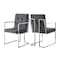 Homeroots Set of Two Tufted Gray and Silver Metallic Upholstered Velvet Dining Arm Chairs 543518 - alternate 3