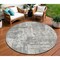 Homeroots 8' Gray And Ivory Round Abstract Washable Indoor Outdoor Area Rug 597970 - alternate 1