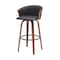 Homeroots 30" Black And Wood Brown Faux Leather Swivel Bar Height Bar Chair 534423 - alternate 2