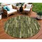 Homeroots 8' Olive Green And Dark Olive Green Round Striped Washable Indoor Outdoor Area Rug 608960 - alternate 1