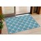 Homeroots 3' X 5' Teal Blue And Ivory Geometric Washable Indoor Outdoor Area Rug 594743 - alternate 1