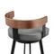 Homeroots 30" Gray Brown and Black Faux Leather and Iron Low Back Bar Height Swivel Bar Chair 569163 - alternate 3