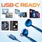 Delton USB-C Wired Computer Headset/Headphones with Microphone, Blue (DWH18ECBL) 18EC - alternate 3