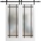 Sartodoors Sturdy Double Barn Door with Frosted Glass Planum 2112 White 56x84 (2* 28x84) Solid Core PLANUM2112DB-WS-56 x 84 (2* 28x84) - alternate 1