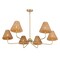 Jonathan Y Pauline 38" 6-Light Coastal Contemporary Adjustable Swooping Arm Candle-Style Metal w/Rattan Shades JYL9557B - alternate 1
