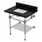 Kingston Brass 30-Inch Black Granite Console Sink with Acrylic Legs and Shelf, 8-Inch, 3-Hole KVPK3030KASQB8 - alternate 1