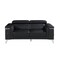 Homeroots 70" Black And Silver Metallic Top Grain Leather Loveseat 534096 - alternate 1