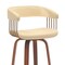 Homeroots 26" Cream And Wood Brown Faux Leather Swivel Counter Height Bar Chair 534465 - alternate 2