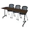 Regency Kobe Mobile T-Base Training Table W/ 2 Stack Chairs, 84 in W, 24 in L, Neo Walnut MKTRCC8424NW23BK - alternate 1