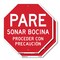 Signmission Pare Sonar Bocina Proceder Con Prec, 10 inch X 10 inch, Aluminum Metal Signs, 2PK OC-A-2PACK-10-205 - alternate 1