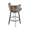 Armen Living Lacey 30in Swivel Bar Stool in Black Iron with Walnut Finish and Vintage Gray Faux Leather LCLABAGRYWA30 - alternate 5