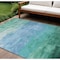 Homeroots 9' X 12' Teal Blue And Aqua Striped Washable Indoor Outdoor Area Rug 610911 - alternate 1