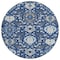 Homeroots 8' Navy Blue Charcoal And Ivory Round Damask Washable Indoor Outdoor Area Rug 599438 - alternate 2