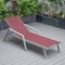 Leisuremod Marlin Patio Chaise Lounge Chair with Armrests in Grey Aluminum Frame, Burgundy MLAGR-77BRG - alternate 4