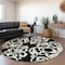 Homeroots 8' Black And Ivory Round Damask Washable Indoor Outdoor Area Rug 614409 - alternate 2