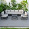 Leisuremod Chelsea 7-Piece Patio Sectional And Coffee Table Set Black Aluminum With Cushions, Beige CSTBL-7BG - alternate 3