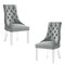 Homeroots Set of Two Tufted Light Gray and Clear Upholstered Linen Dining Side Chairs 543514 - alternate 5
