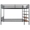 Homeroots Black Twin Over Full Industrial Metal Bunk Bed With Shelves 592811 - alternate 3