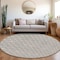 Homeroots 8' Gray And Ivory Round Geometric Washable Indoor Outdoor Area Rug 596191 - alternate 3