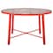 Leisuremod Devon 7-Piece Aluminum Patio Dining Set, Tempered Glass Top Table & 6 Stackable Arm Chairs, Red DT48CAR6 - alternate 6