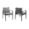 Armen Living Cayman Outdoor Patio Dining Chairs with Arms in Aluminum with Gray Cushions - Set of 2 LCCCCHBL - alternate 1