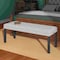 Homeroots 48" Ivory and Black Tufted Velvet Upholstered Bench 569210 - alternate 3