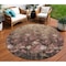 Homeroots 8' Taupe Brown And Pink Round Floral Washable Indoor Outdoor Area Rug 597065 - alternate 1