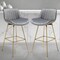 Homeroots Set of Two 29" Gray and Gold Velvet and Metal Low Back Bar Height Swivel Bar Chairs 543456 - alternate 2
