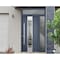 Vdomdoors Steel Door Deux 5755 Gray Graphite Sidelight and Transom Window Stainless Inserts Single Modern Pai DEUX5755EXD-GRE-W36+16 x H80+16-Right-hand Inswing - alternate 1
