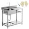 Wrightmaster 39.4 in. Stainless Steel 1-Compartment Commercial Kitchen Sink with Faucet and Dual Storage Shelves ZR-217248 - alternate 1