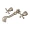 Kingston Brass Two-Handle Wall Mount Tub Faucet, Brushed Nickel KS5028AX - alternate 1