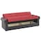 Homeroots 89" Black Burgundy Faux Leather Velvet Convertible Futon Sleeper Sofa w/ Toss Pillows And Storage 607113 - alternate 2