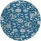 Homeroots 8' Navy Blue Ivory And Gray Round Floral Washable Indoor Outdoor Area Rug 597832 - alternate 2