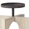 Homeroots 9" Black Distressed Geometric Solid Wood And Metal Tabletop Pillar Candle Holder 608566 - alternate 3