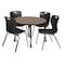 Regency Round Kee Mobile Adjustable Classroom Table W/ 4 Andy Chairs, 42 in W, 42 in L, Noble Oak TB42RNDNOAPCBK40BK - alternate 1