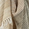 Homeroots 50" X 60" Beige Brown And Ivory Recycled Poly PET Striped Throw Blanket with Tassels 519093 - alternate 2
