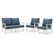 Leisuremod Walbrooke 3-Piece Outdoor Patio Set, White Aluminum Frame & Removable Cushions, Navy Blue WW-57-31NBU - alternate 1