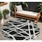 Homeroots 8' Black And Ivory Round Geometric Washable Indoor Outdoor Area Rug 600422 - alternate 1
