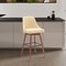 Homeroots 26" Cream and Wood Brown Faux Leather with Solid Wood Swivel Counter Height Bar Chair 534480 - alternate 3