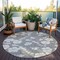 Homeroots 8' Gray And Ivory Round Floral Washable Indoor Outdoor Area Rug 599888 - alternate 2