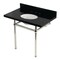 Kingston Brass 36" Black Granite Console Sink with Brass Legs, 8-Inch, 3-Hole, Black Granite/Polished Nickel KVPK3630KB6 - alternate 1