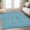 Homeroots 5' X 8' Teal Blue And Ivory Geometric Washable Indoor Outdoor Area Rug 596208 - alternate 2