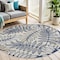 Homeroots 5' Navy Blue And Ivory Round Botanical Leaves Indoor Outdoor Area Rug 546653 - alternate 2