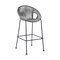 Homeroots 40" Light Gray Metal Low back Outdoor Counter Height Bar chair with Footrest 490222 - alternate 1