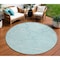 Homeroots 8' Aqua And Ivory Round Abstract Washable Indoor Outdoor Area Rug 601022 - alternate 1