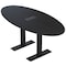 Skutchi Designs 6ft Conference Table With Power Unit | 4 Person Modular Oval Meeting Table | Harmony Series HAR-OVL-36X72-T.BK-U999ST19-EBLK - alternate 1