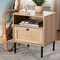 Baxton Studio Caterina MidCentury Transitional Natural Brown Finished Wood and Natural Rattan 1Door Nightstand 220-12861-ZORO - alternate 3